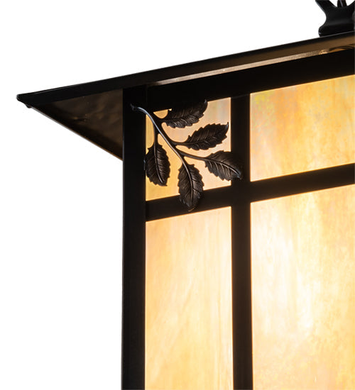 Meyda Lighting Seneca 9" Craftsman Brown Sprig Hanging Wall Sconce With Beige Iridescent Shade Glass