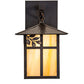 Meyda Lighting Seneca 9" Craftsman Brown Sprig Wall Sconce With Beige Iridescent Shade Glass