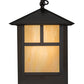 Meyda Lighting Seneca 9" Craftsman Brown "T" Mission Curved Arm Wall Sconce With Beige Iridescent Art Shade Glass