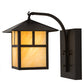 Meyda Lighting Seneca 9" Craftsman Brown "T" Mission Curved Arm Wall Sconce With Beige Iridescent Art Shade Glass