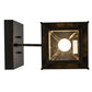 Meyda Lighting Seneca 9" Craftsman Brown "T" Mission Curved Arm Wall Sconce With Beige Iridescent Art Shade Glass