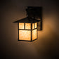 Meyda Lighting Seneca 9" Craftsman Brown "T" Mission Straight Arm Wall Sconce With Beige Art Shade Glass