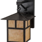 Meyda Lighting Seneca 9" Craftsman Brown "T" Mission Straight Arm Wall Sconce With Beige Art Shade Glass