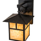 Meyda Lighting Seneca 9" Craftsman Brown "T" Mission Straight Arm Wall Sconce With Beige Art Shade Glass