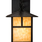 Meyda Lighting Seneca 9" Craftsman Brown "T" Mission Straight Arm Wall Sconce With Beige Art Shade Glass