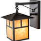 Meyda Lighting Seneca 9" Craftsman Brown "T" Mission Straight Arm Wall Sconce With Beige Art Shade Glass