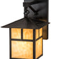 Meyda Lighting Seneca 9" Craftsman Brown "T" Mission Straight Arm Wall Sconce With Beige Art Shade Glass