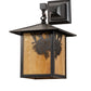 Meyda Lighting Seneca 9" Craftsman Brown Winter Pine Hanging Wall Sconce With Beige Shade Glass