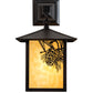 Meyda Lighting Seneca 9" Craftsman Brown Winter Pine Hanging Wall Sconce With Beige Shade Glass