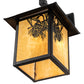 Meyda Lighting Seneca 9" Craftsman Brown Winter Pine Hanging Wall Sconce With Beige Shade Glass