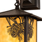 Meyda Lighting Seneca 9" Craftsman Brown Winter Pine Hanging Wall Sconce With Beige Shade Glass