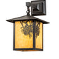 Meyda Lighting Seneca 9" Craftsman Brown Winter Pine Hanging Wall Sconce With Beige Shade Glass