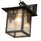 Meyda Lighting Seneca 9" Craftsman Brown Winter Pine Hanging Wall Sconce With Clear Seeded Shade Glass