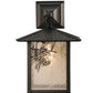 Meyda Lighting Seneca 9" Craftsman Brown Winter Pine Hanging Wall Sconce With Clear Seeded Shade Glass