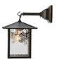 Meyda Lighting Seneca 9" Craftsman Brown Winter Pine Hanging Wall Sconce With Clear Seeded Shade Glass