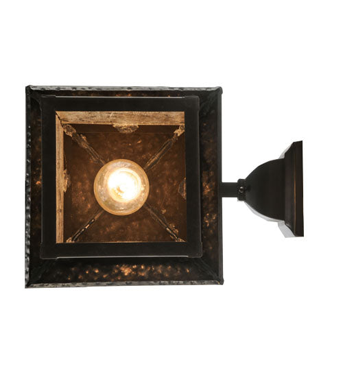 Meyda Lighting Seneca 9" Craftsman Brown Winter Pine Hanging Wall Sconce With Clear Seeded Shade Glass