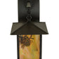 Meyda Lighting Seneca 9" Craftsman Brown Winter Pine Straight Arm Wall Sconce With Beige Iridescent Shade Glass