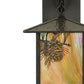 Meyda Lighting Seneca 9" Craftsman Brown Winter Pine Straight Arm Wall Sconce With Beige Iridescent Shade Glass