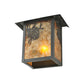Meyda Lighting Seneca 9" Craftsman Brown Winter Pine Wall Sconce With Amber Mica Shade Glass