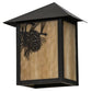 Meyda Lighting Seneca 9" Craftsman Brown Winter Pine Wall Sconce With Beige Art Shade Glass