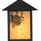 Meyda Lighting Seneca 9" Craftsman Brown Winter Pine Wall Sconce With Beige Art Shade Glass