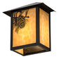 Meyda Lighting Seneca 9" Craftsman Brown Winter Pine Wall Sconce With Beige Art Shade Glass