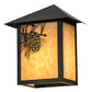 Meyda Lighting Seneca 9" Craftsman Brown Winter Pine Wall Sconce With Beige Art Shade Glass