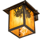 Meyda Lighting Seneca 9" Craftsman Brown Winter Pine Wall Sconce With Honey Art Shade Glass