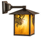 Meyda Lighting Seneca 9" Craftsman Brown Winter Pine Wall Sconce With Honey Art Shade Glass