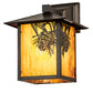 Meyda Lighting Seneca 9" Craftsman Brown Winter Pine Wall Sconce With Honey Art Shade Glass