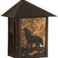 Meyda Lighting Seneca 9" Craftsman Brown Wolf on the Loose Wall Sconce With Amber Mica Shade Glass