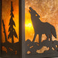 Meyda Lighting Seneca 9" Craftsman Brown Wolf on the Loose Wall Sconce With Amber Mica Shade Glass