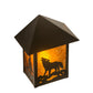 Meyda Lighting Seneca 9" Craftsman Brown Wolf on the Loose Wall Sconce With Amber Mica Shade Glass