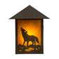 Meyda Lighting Seneca 9" Craftsman Brown Wolf on the Loose Wall Sconce With Amber Mica Shade Glass