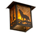 Meyda Lighting Seneca 9" Craftsman Brown Wolf on the Loose Wall Sconce With Amber Mica Shade Glass