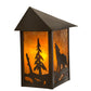 Meyda Lighting Seneca 9" Craftsman Brown Wolf on the Loose Wall Sconce With Amber Mica Shade Glass