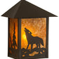 Meyda Lighting Seneca 9" Craftsman Brown Wolf on the Loose Wall Sconce With Amber Mica Shade Glass