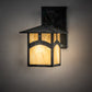 Meyda Lighting Seneca 9" Craftsman Verdigris Hill Top Straight Arm Wall Sconce With Beige Iridescent Shade Glass