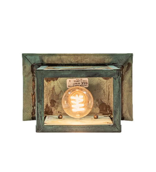 Meyda Lighting Seneca 9" Craftsman Verdigris Song Bird Wall Sconce With Clear Seeded Shade Glass