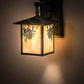 Meyda Lighting Seneca 9" Craftsman Verdigris Winter Pine Straight Arm Wall Sconce With Beige Iridescent Art Shade Glass