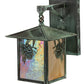 Meyda Lighting Seneca 9" Craftsman Verdigris Winter Pine Straight Arm Wall Sconce With Beige Iridescent Art Shade Glass