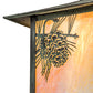 Meyda Lighting Seneca 9" Craftsman Verdigris Winter Pine Straight Arm Wall Sconce With Beige Iridescent Art Shade Glass