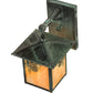 Meyda Lighting Seneca 9" Craftsman Verdigris Winter Pine Straight Arm Wall Sconce With Beige Iridescent Art Shade Glass