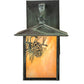 Meyda Lighting Seneca 9" Craftsman Verdigris Winter Pine Straight Arm Wall Sconce With Beige Iridescent Art Shade Glass