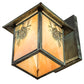 Meyda Lighting Seneca 9" Craftsman Verdigris Winter Pine Straight Arm Wall Sconce With Beige Iridescent Art Shade Glass