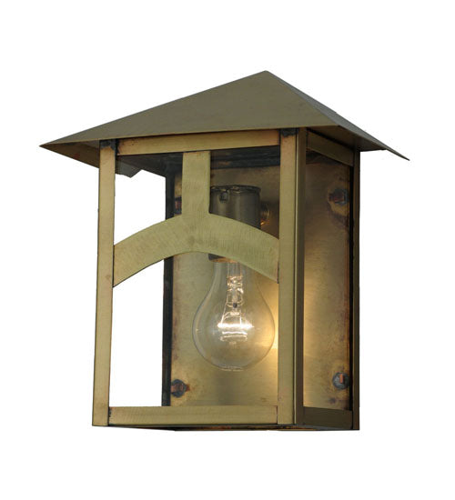 Meyda Lighting Seneca 9" Natural Brass Wall Sconce With Clear Shade Glass