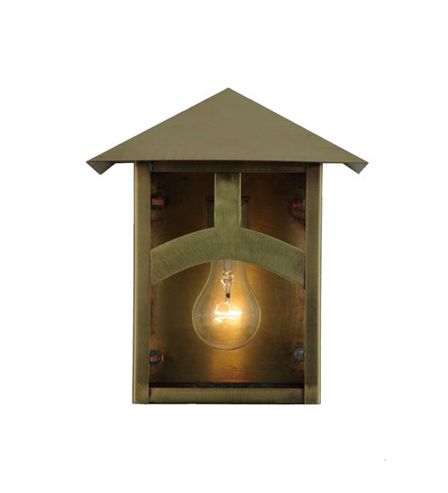 Meyda Lighting Seneca 9" Natural Brass Wall Sconce With Clear Shade Glass