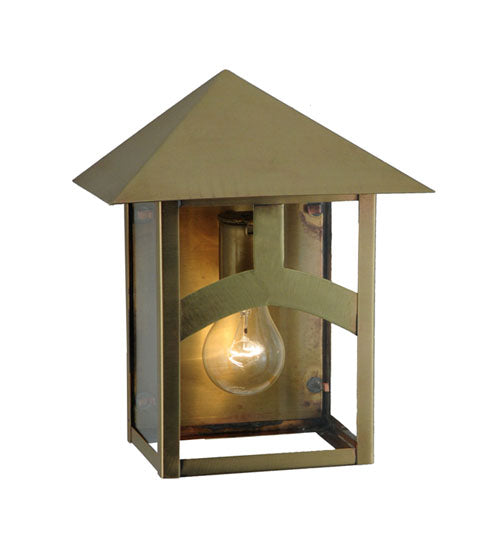 Meyda Lighting Seneca 9" Natural Brass Wall Sconce With Clear Shade Glass