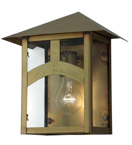 Meyda Lighting Seneca 9" Natural Brass Wall Sconce With Clear Shade Glass