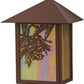 Meyda Lighting Seneca 9" Rust Powder Coat Winter Pine Wall Sconce With Beige Iridescent Art Shade Glass